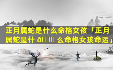 正月属蛇是什么命格女孩「正月属蛇是什 🐕 么命格女孩命运」